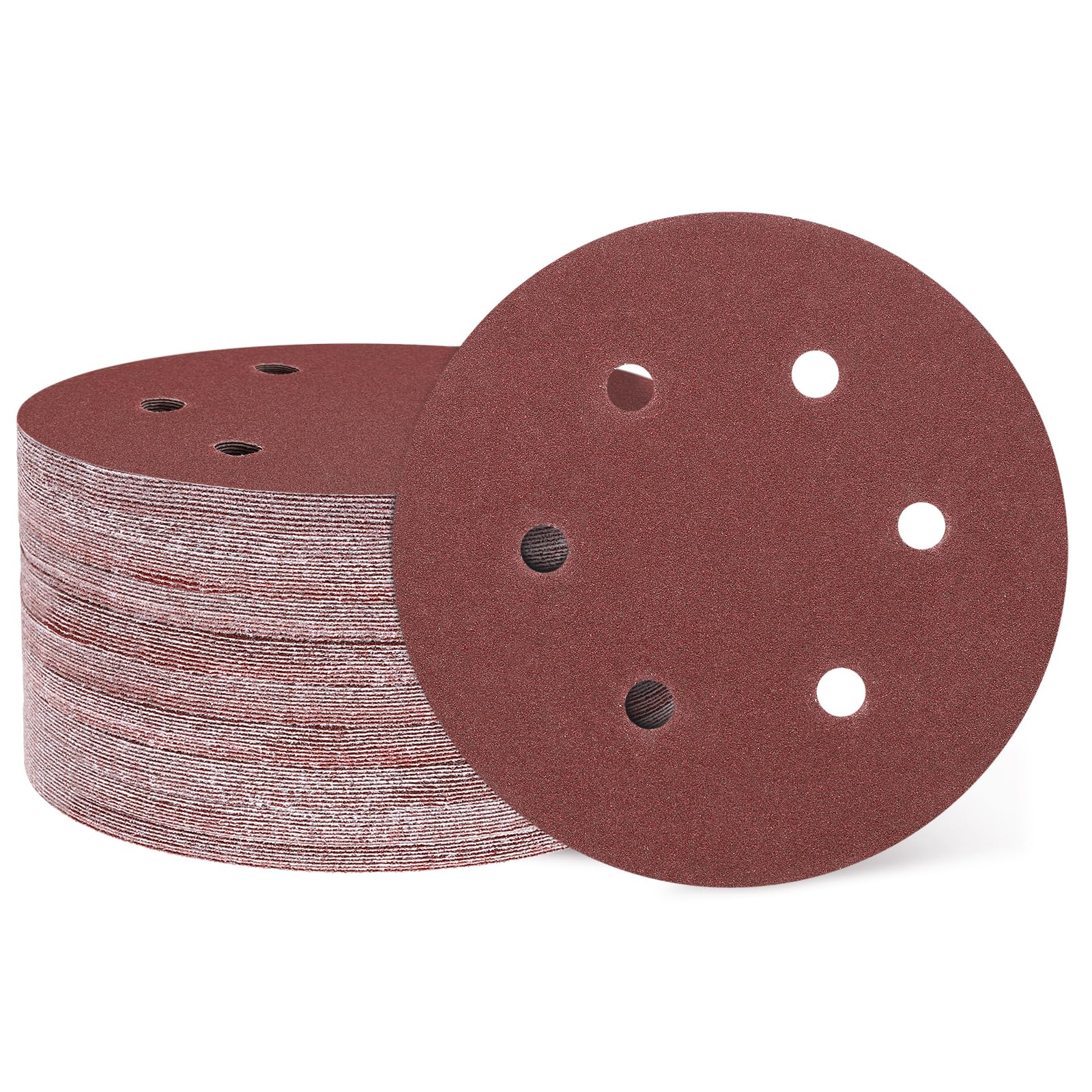 QUARKZMAN 100Pz 150mm 6" Disco Levigatore 6 Fori Grana 120 Carta Vetrata a Gancio e Anello Levigatrice Orbitale per Lavorazione Legno Automobilistico Metallo