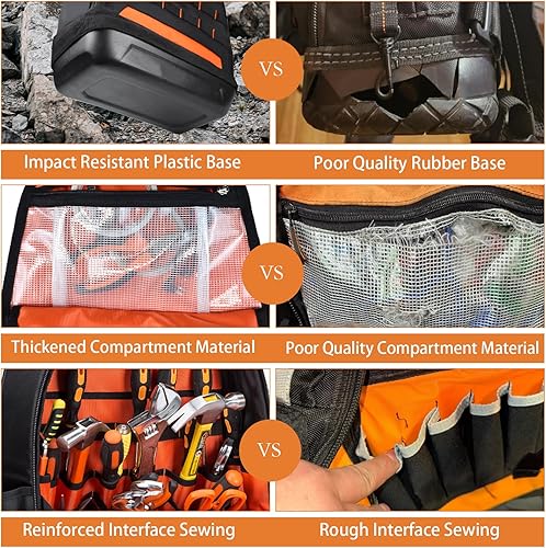 Miniatura 2 de Mochila de herramientas de 80 bolsillos para hombres resistente  Organizador de bolsas de herramientas HVAC  Mochila de trabajo de herramientas
