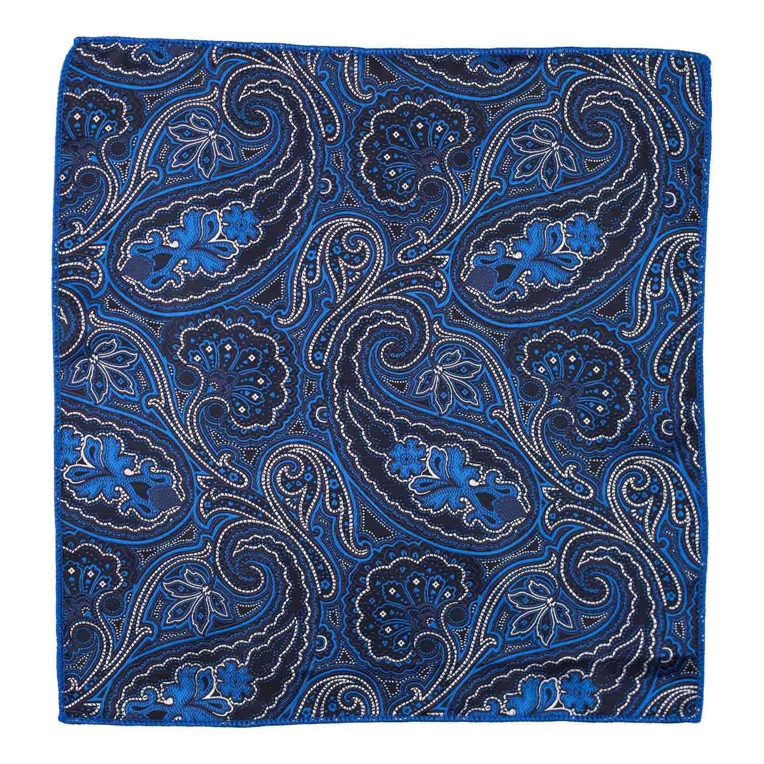 the tie hub Empire Blue Paisley Microfiber Pocket Square For Men-picture-35