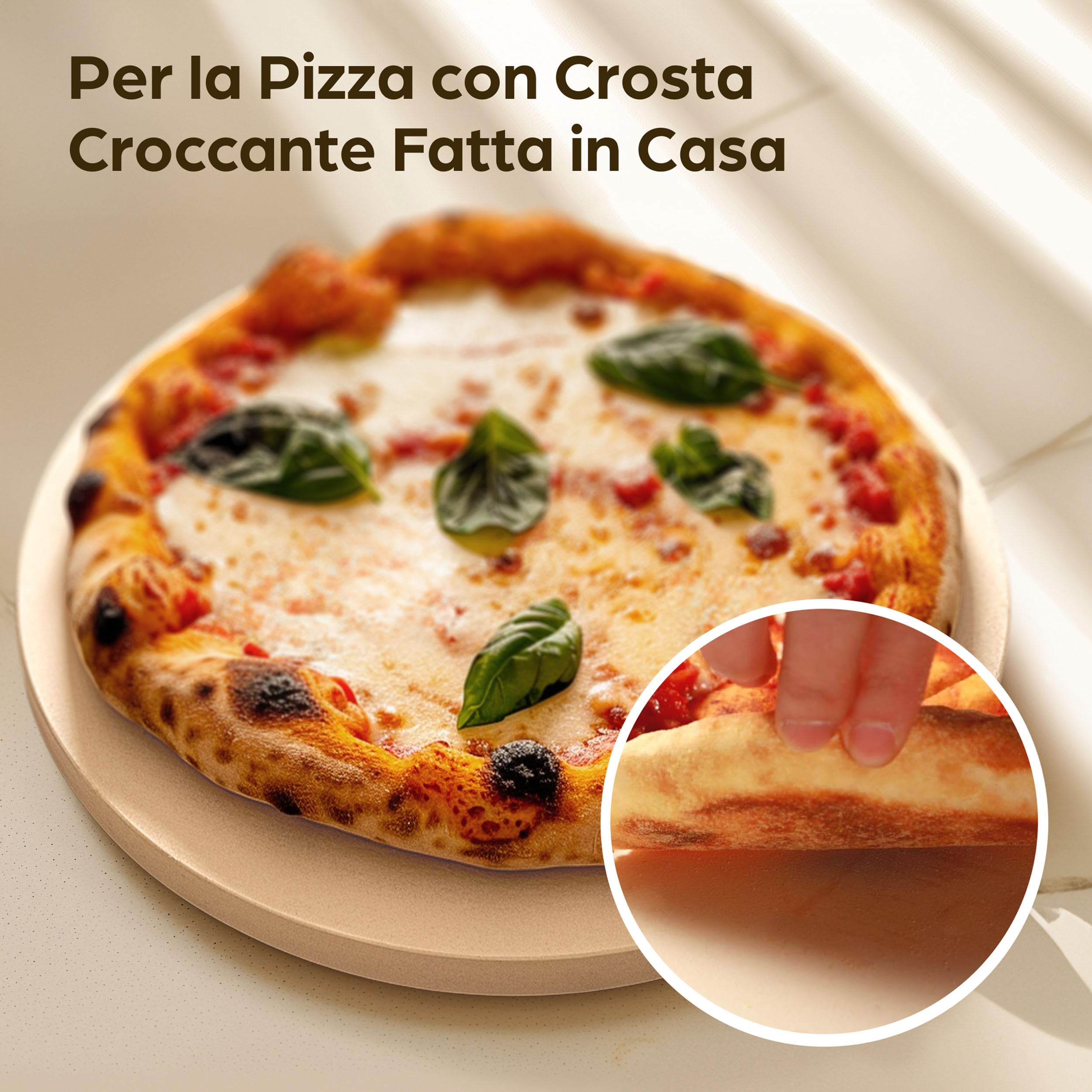 Praknu Pietra Refrattaria per Pizza da Forno Elettrico, Grill e Barbecue - Rotondo 30 cm Ø - Per un Impasto Croccante