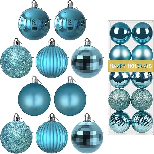 Miniatura 147 de Juego de 10 esferas de Navidad plateadas y rojas de 2.5 pulgadas, adornos para decoración de árbol de Navidad, inastillables, para cumpleaños