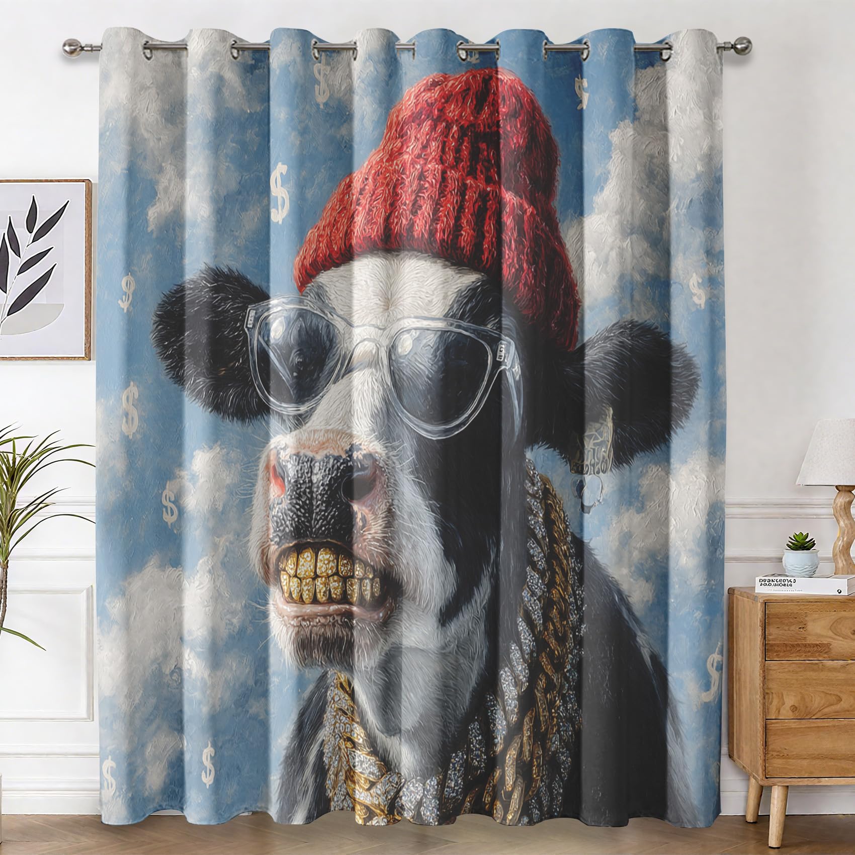 Rideaux Animaux Amusant Vache pour Décoration de Chambre d'Enfant et Salon