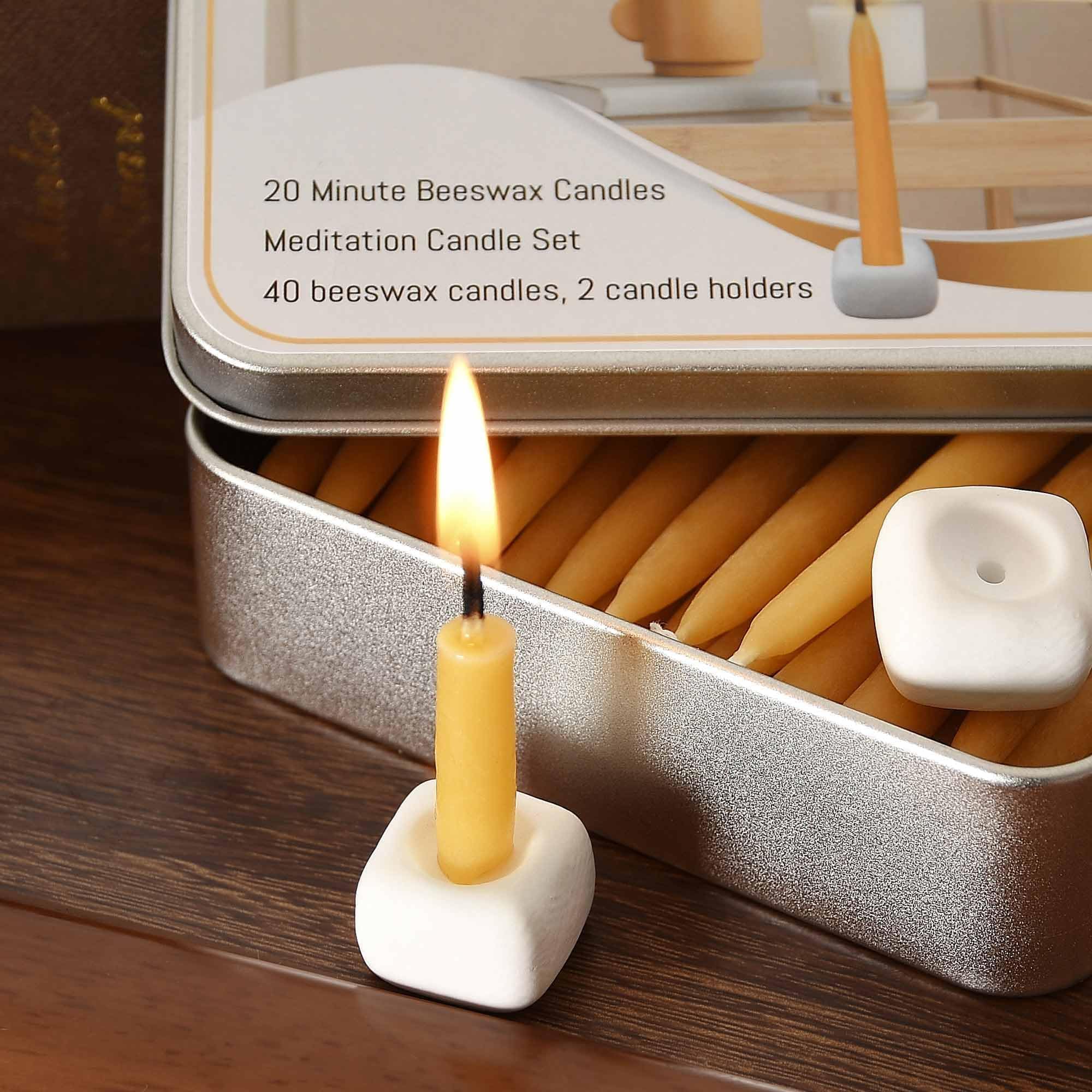 Juego de mini velas de 20 minutos, velas de meditación cónicas de cera de abejas pequeñas de 2.6 pulgadas, 40 unidades, velas sin humo, sin goteo para el hogar, regalos para mujer, yoga, color