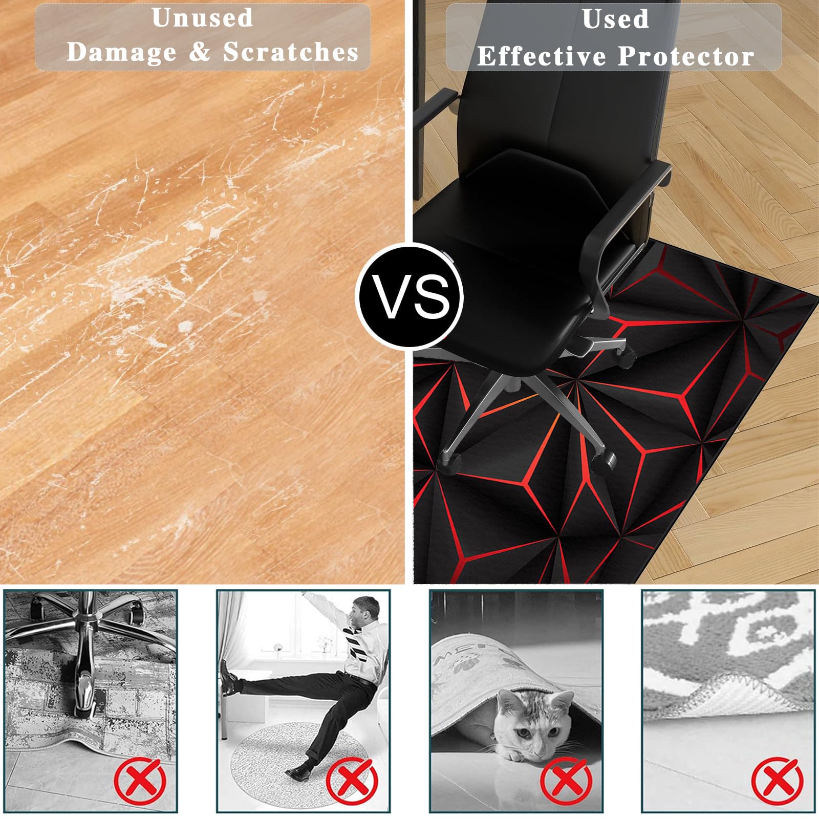 Tapis de Chaise Bureau Protège Sol sous Chaise Tapis de Protection de Sol Tapis protège-Sol Tapis Sol Bureau Tapis Chaise Gaming Tapis Protection Sol Chaise Bureau Antidérapant 80 x 100 cm