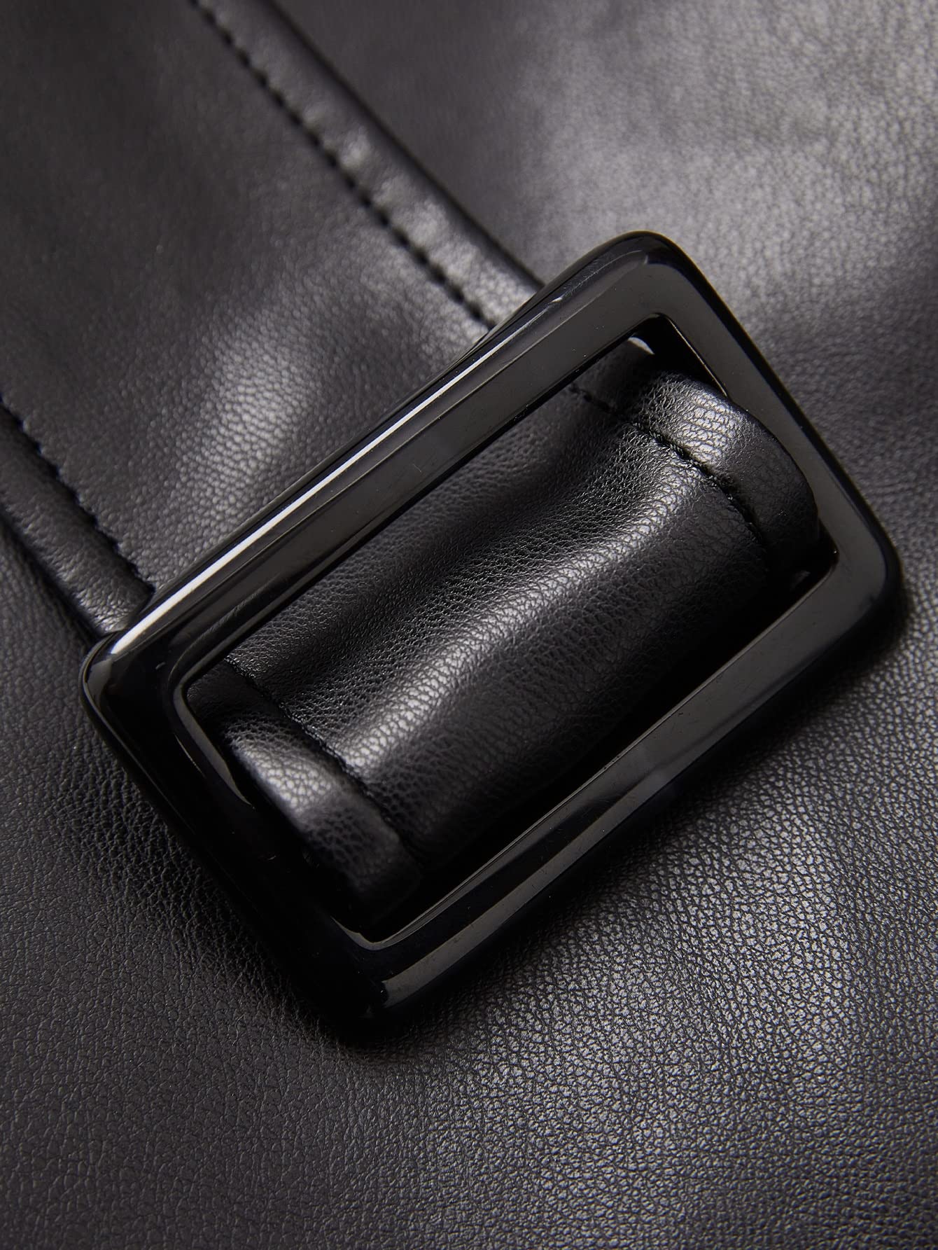 Amazon.co.jp: ダブルブレストベルトPUレザートレンチコート