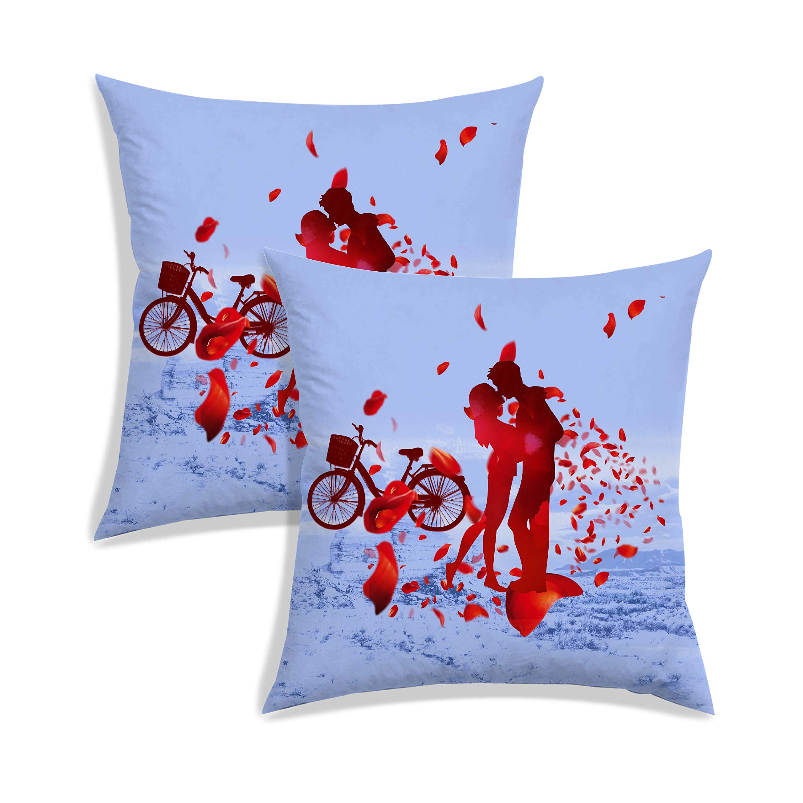 RADANYA Printed Polyester Cushion Cover Romantic Valentine Gift for Girlfriend Boyfriend Husband Wife-Set of 2