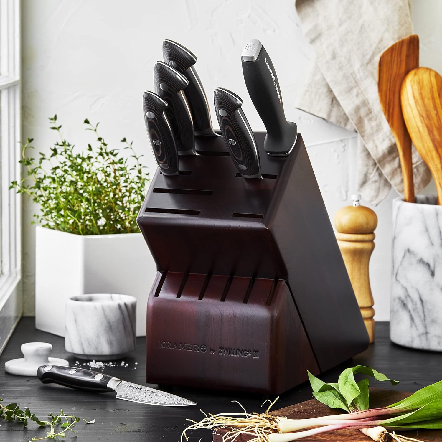 ZWILLING KRAMER Knife Block Set, 7-pc, brown, EUROLINE Stainless Damascus Collection