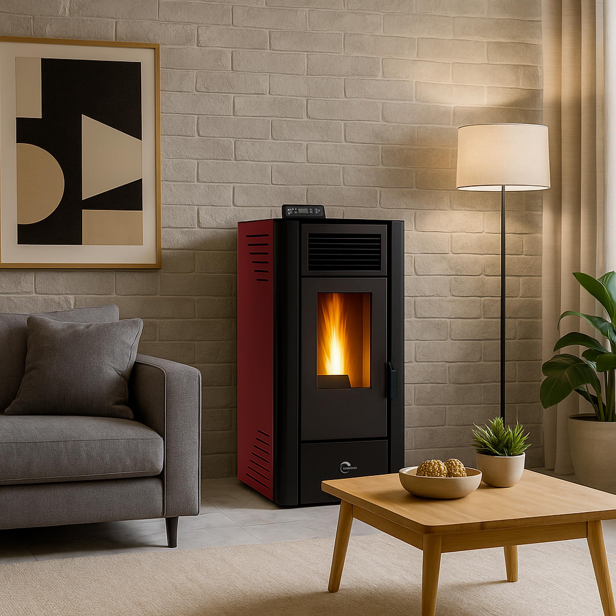Stufa a pellet Anita 10 kW Bordeaux Sannover + kit di installazione