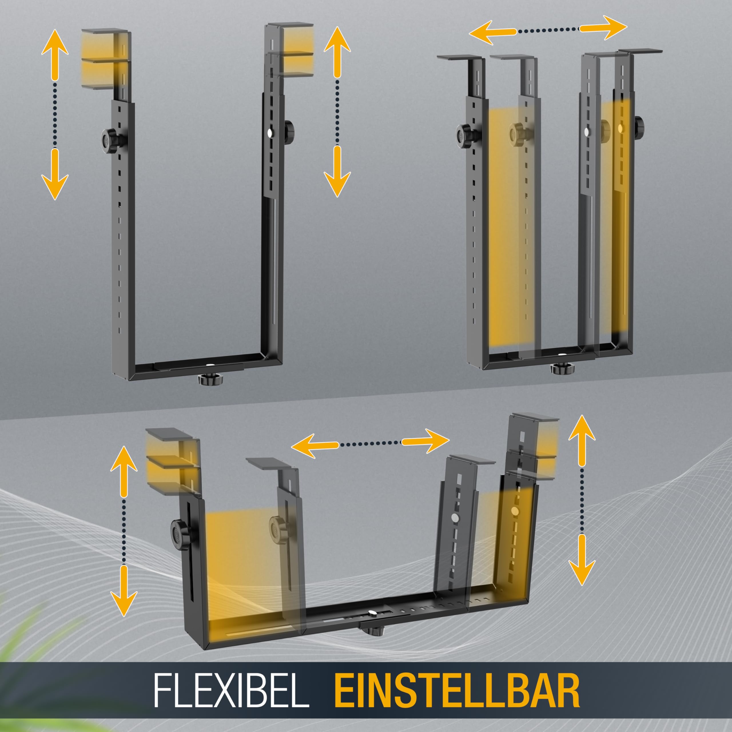 Ricoo Computer PC Halterung unter Schreibtisch Höhenverstellbar Rechner Aufhängung für Untertisch bis Server Rack Gehäuse TRH02-B Tischhalterung Montage Computer-Halterung Halter Flexibel – Bild 5