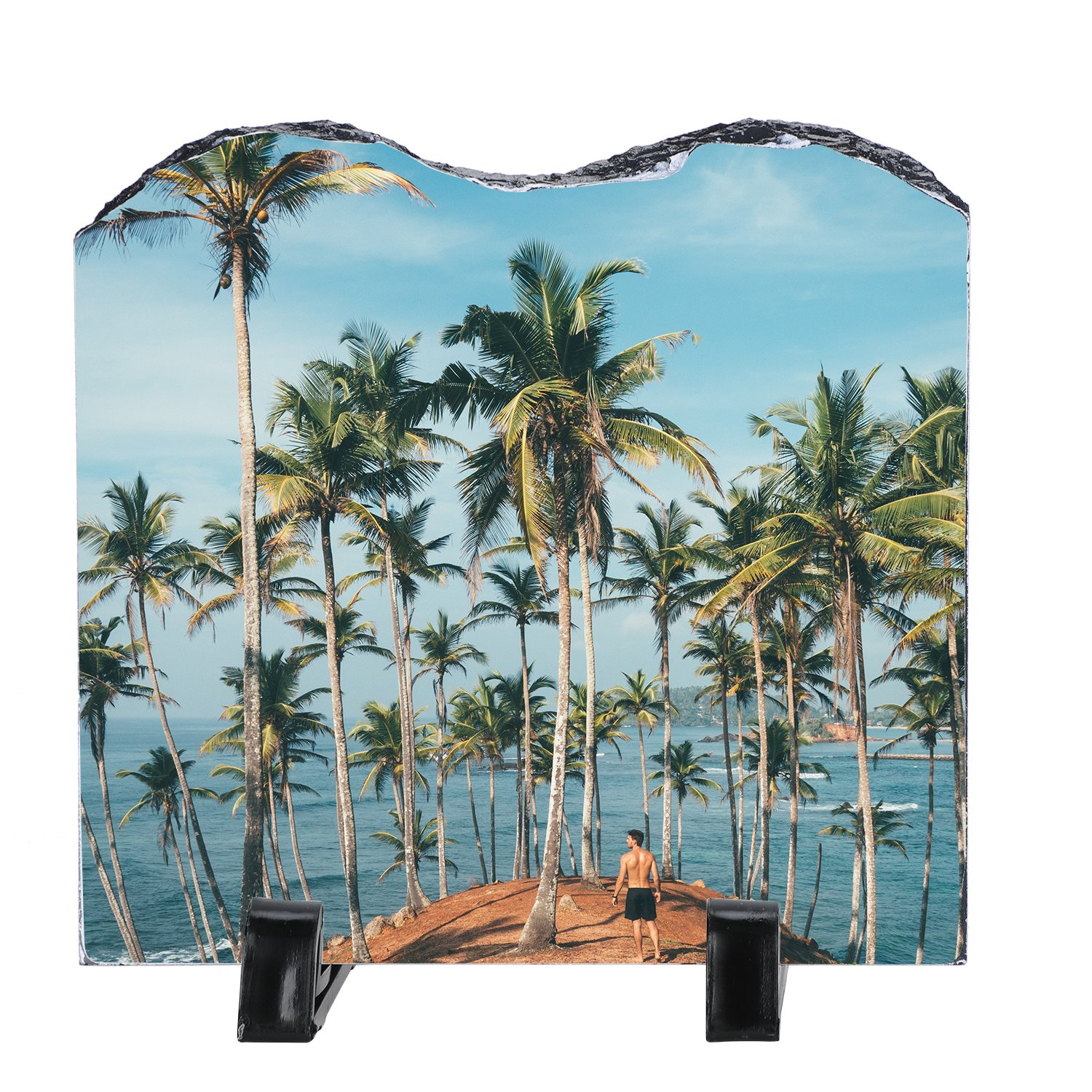 Stone Personalized Picture Frame Photo Rock Slate Plaque Dog Cat Photo Plate Custom Birthday Baby Birth Valentine's Day Dog Cat Photo Memorial Stone Flagstone Tabletop Home Office Decor