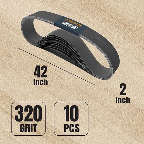 Miniatura 2 de POWERTEC 424232S - Bandas de lijado de 2 x 42 pulgadas, papel de lija abrasivo de carburo de silicio grano 320, paquete de 10