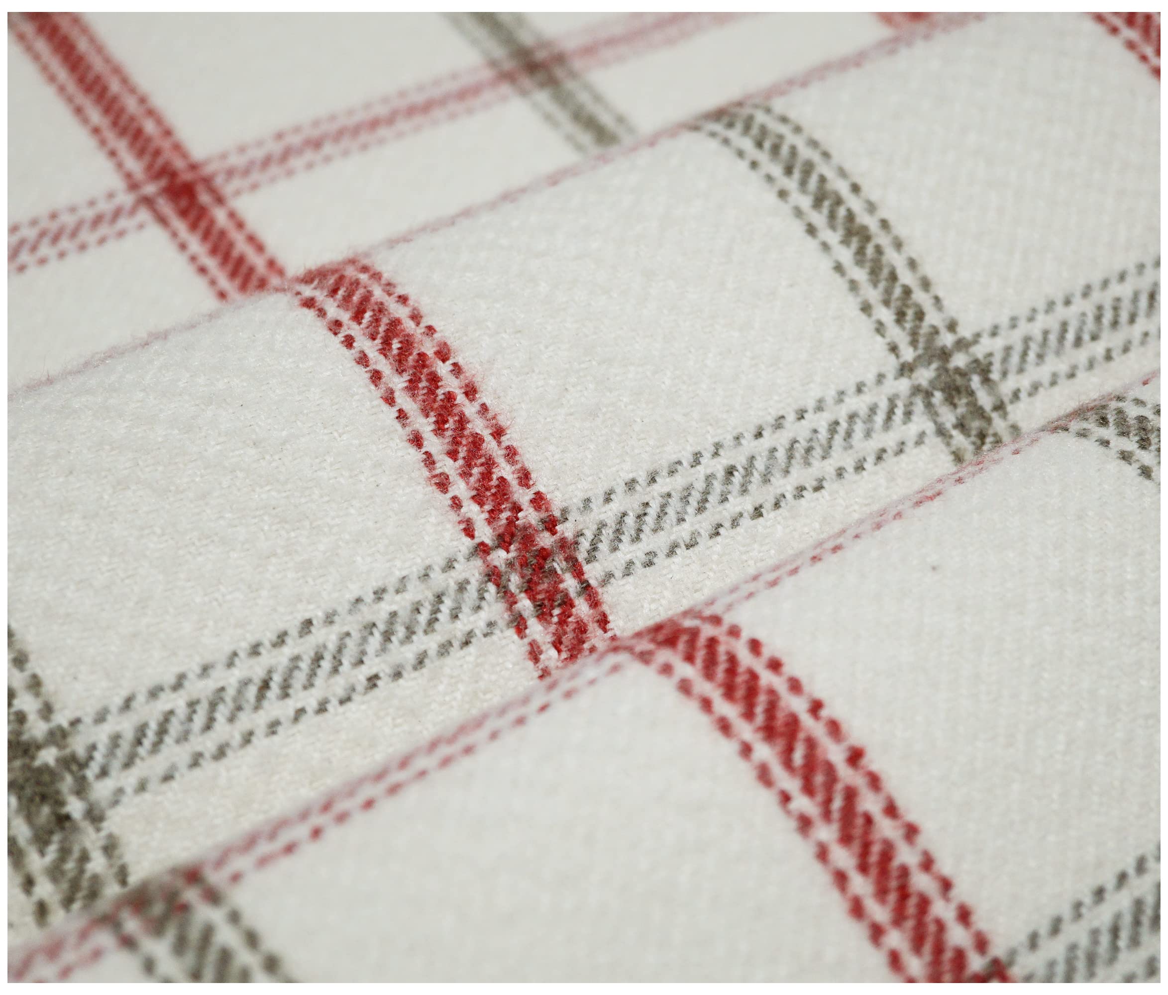 Lewis Balmoral Thick Wool Effect Tartan Upholstery Curtain Fabric Sofa Plaid Fabric (500 x 140cm (5 Metre), Cranberry)