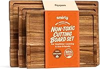 Vista 1 de SMIRLY Tabla de cortar de madera, juego de tablas de cortar de bambú, tabla de cortar y tablas de cortar de madera para cocina, tabla de cortar
