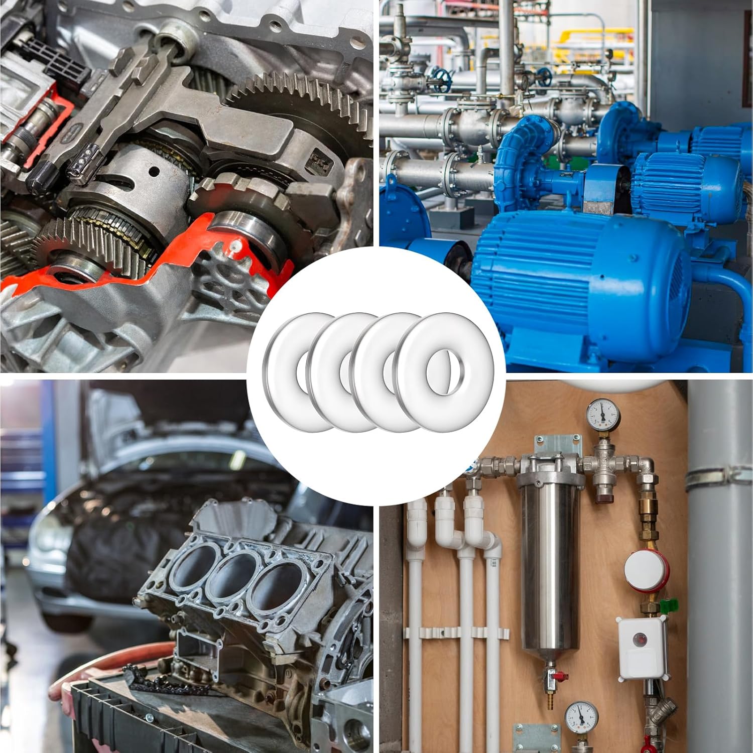 M6 Washer, 20 Pcs M6 x 18mm/0.24x0.7in Stainless Steel Flat Washers Silver Steel Washers for Screws Bolts Nuts