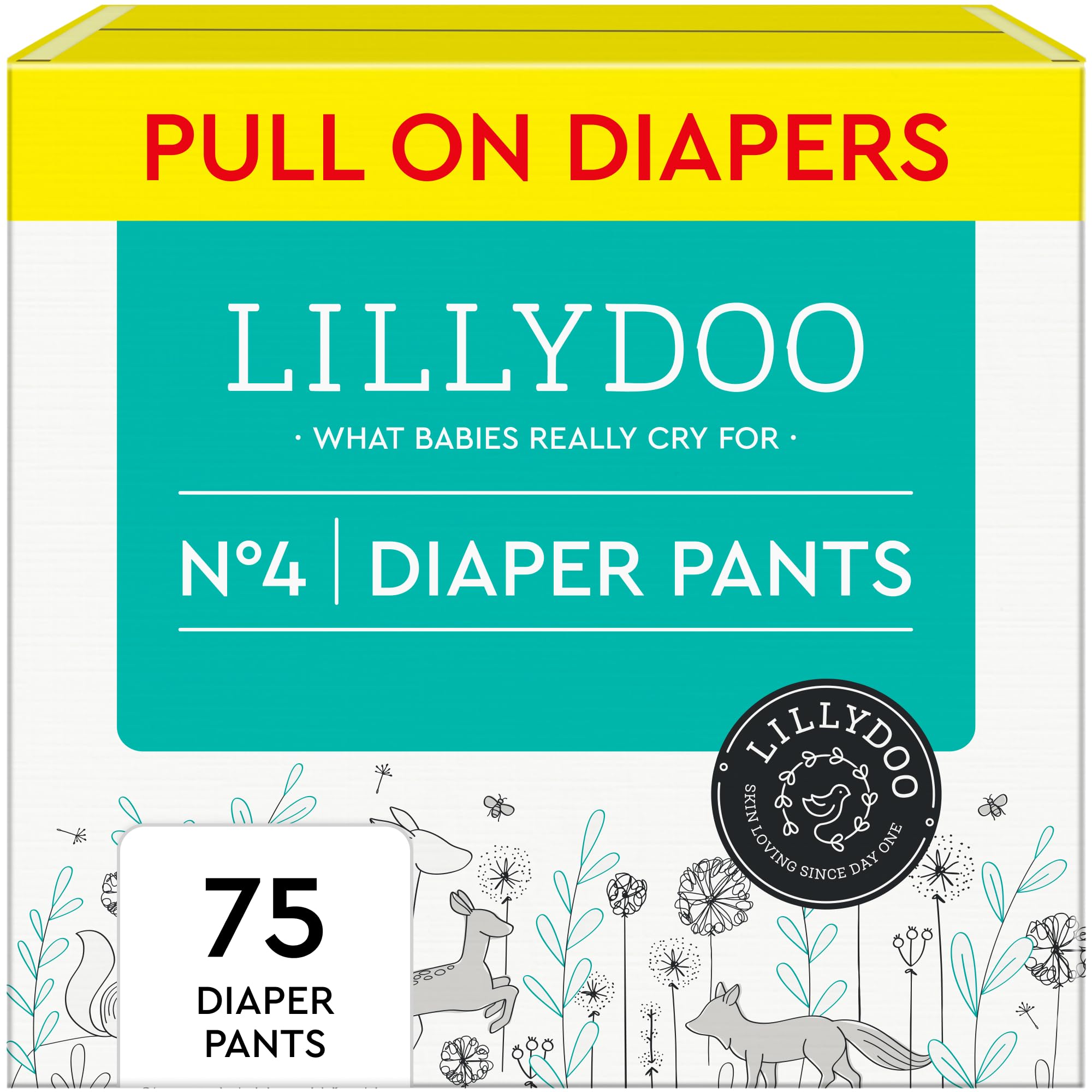 Diaper Pants Toddlers - Size 4 (20-32 lbs), Half-Monthly Supply (75 Count), Skin-Friendly, Ultrasoft, Chlorine-Free, Snug Fit & Absorbent Pull On Diapers