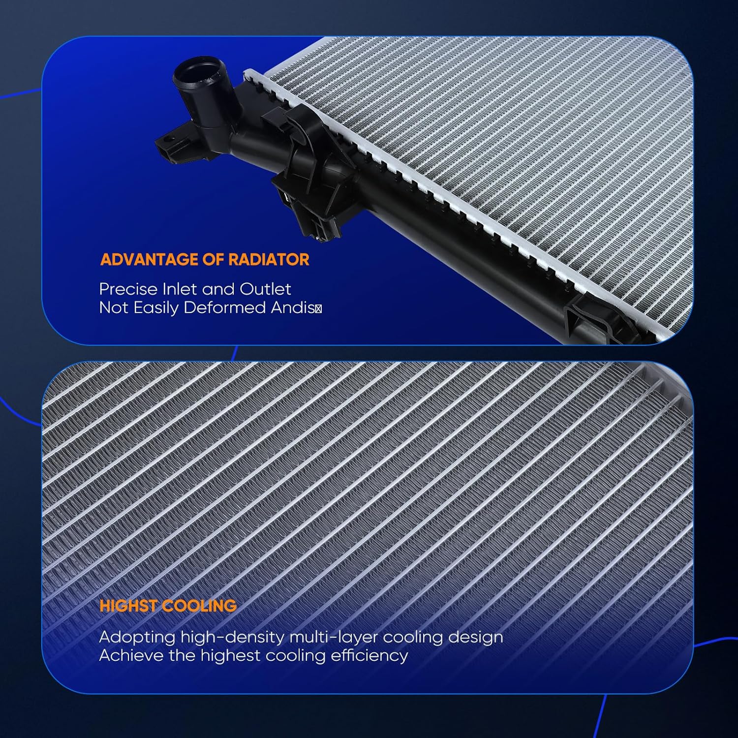 ECCPP 13063 Radiator for 2008-2010 for Chrysler Town & Country 3.3L 2011-2016 for Chrysler Town & Country 3.6L 2008-2010 for Chrysler Town & Country 3.8L Engine Coolant Radiators