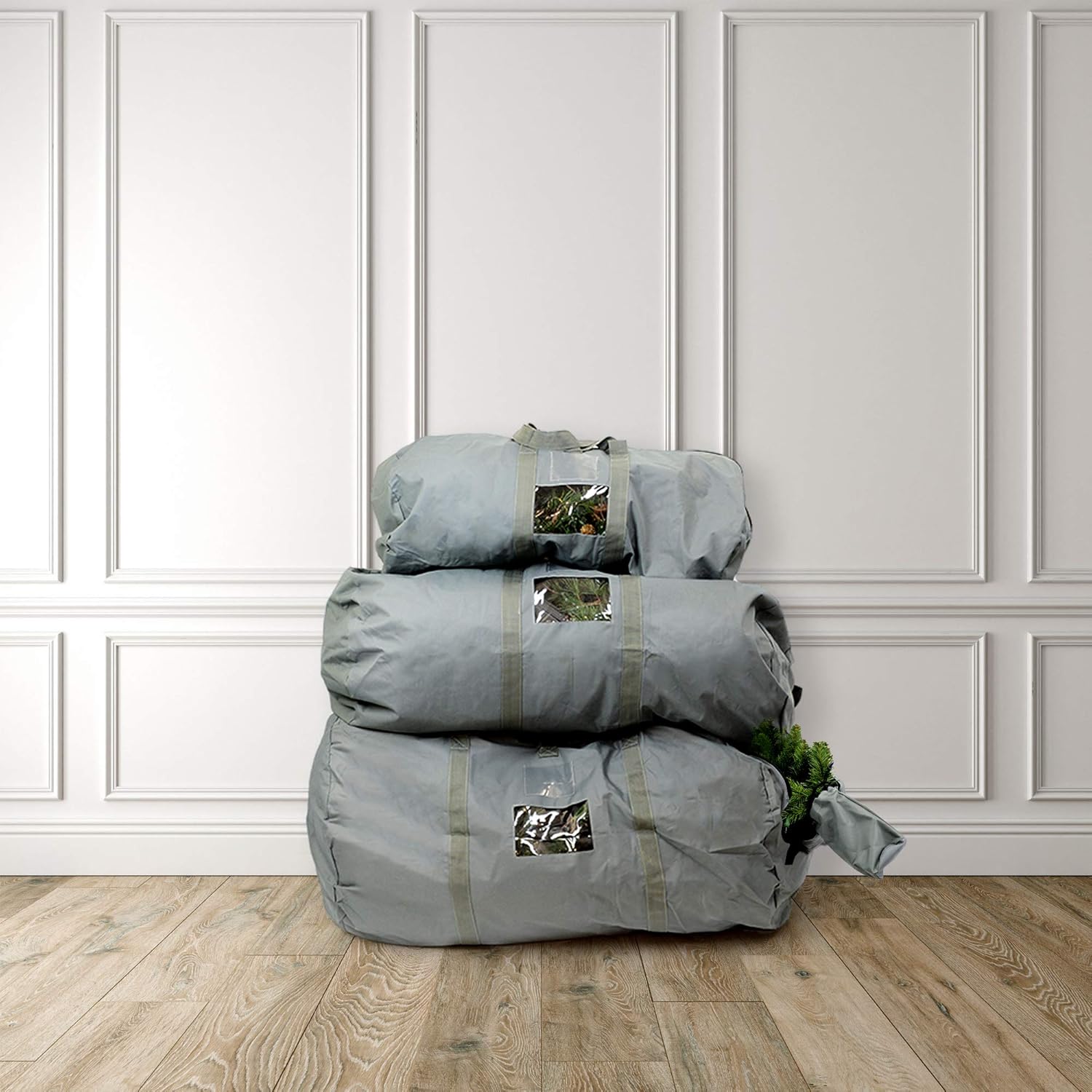 Black Friday - 50% OFF MARTHA STEWART Christmas Tree Storage Bag Set, 6.5 to 7.5 Foot, Grey