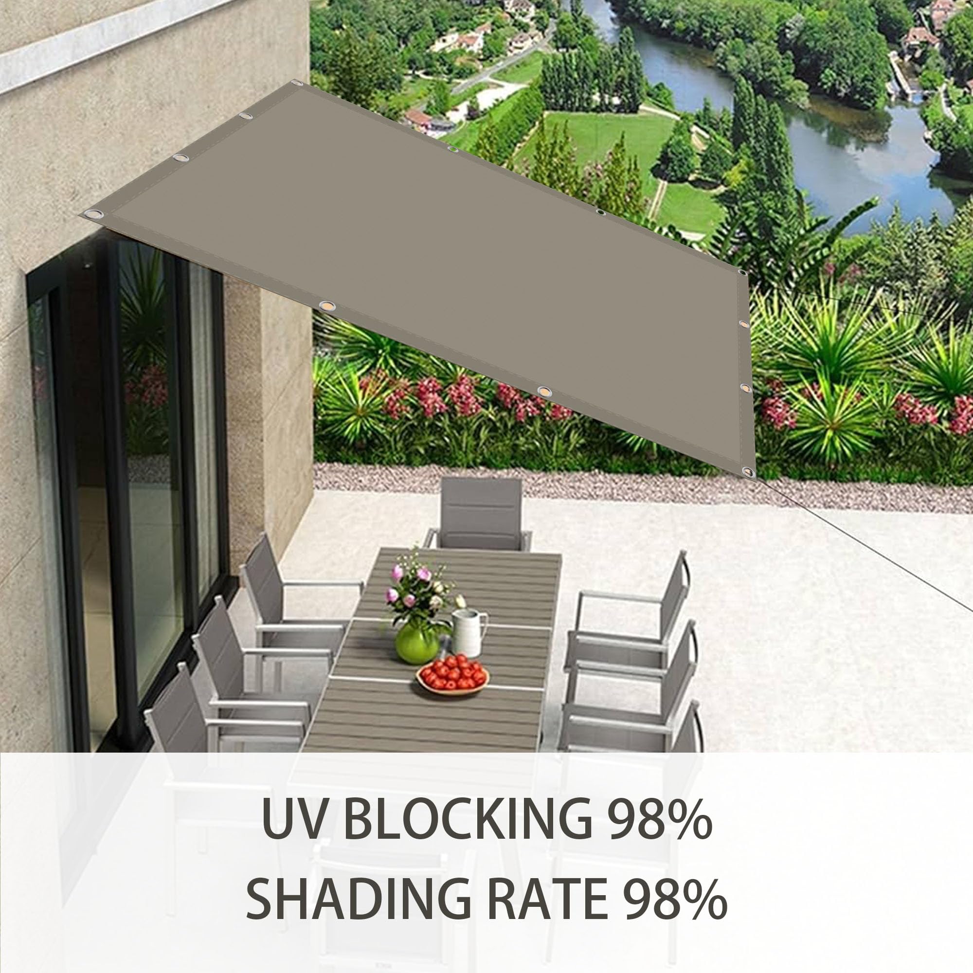Sonnensegel Wasserdicht 4 x 5 m inkl Befestigungsseile Sonnenschutz Und Wetterschutz Markise Sonnenschutz für Garten Balkon Und Terrasse, Taupe