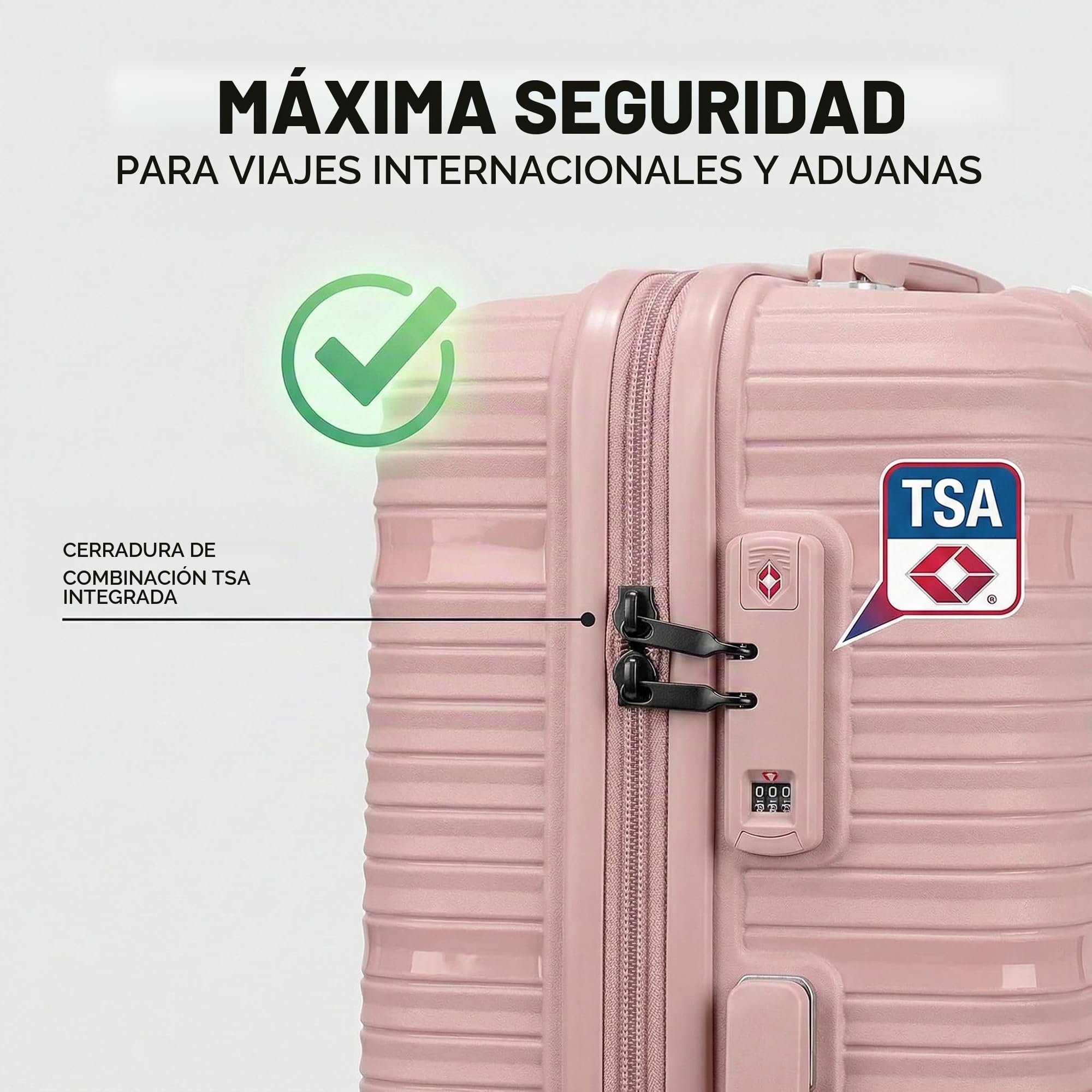 POSH Maleta de polipropileno – Bolsas de cosméticos, equipaje de mano, maletas y maletines medianos y grandes – Maleta de viaje con cerradura TSA y ruedas dobles silenciosas – apilable, Rosa