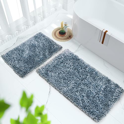 Miniatura 138 de Yimobra Juego de 2 alfombras de baño, alfombra de baño suave y absorbente y alfombra de inodoro en forma de U con respaldo antideslizante, alfombras