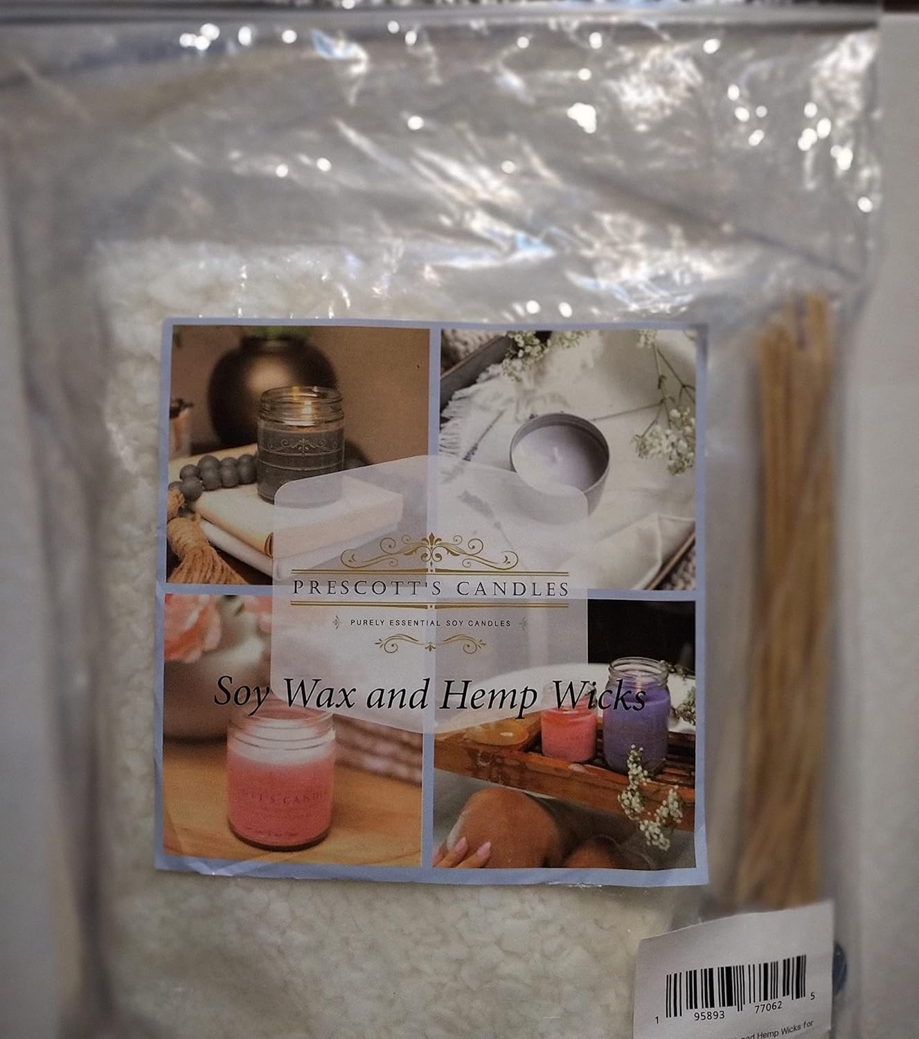 Pure Soy Wax w/Dipped Hemp Wicks for Candle Making by