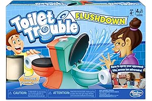 Hasbro Gaming Toilet Trouble Flushdown Kids Game Water Spray Fun: Ages 4+