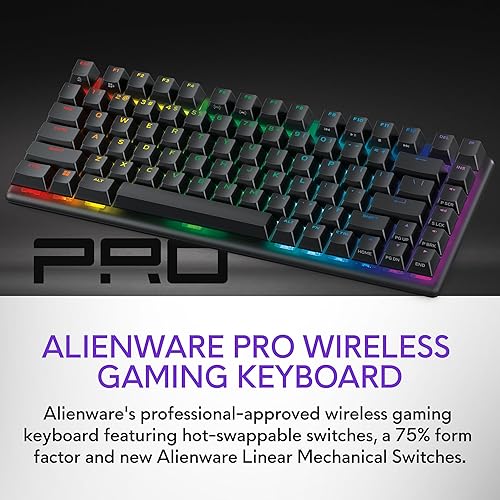 Miniatura 2 de Alienware Teclado inalámbrico profesional para juegos, conectividad de radiofrecuencia Bluetooth de 5.12.4 GHz, mecánico lineal, interruptores