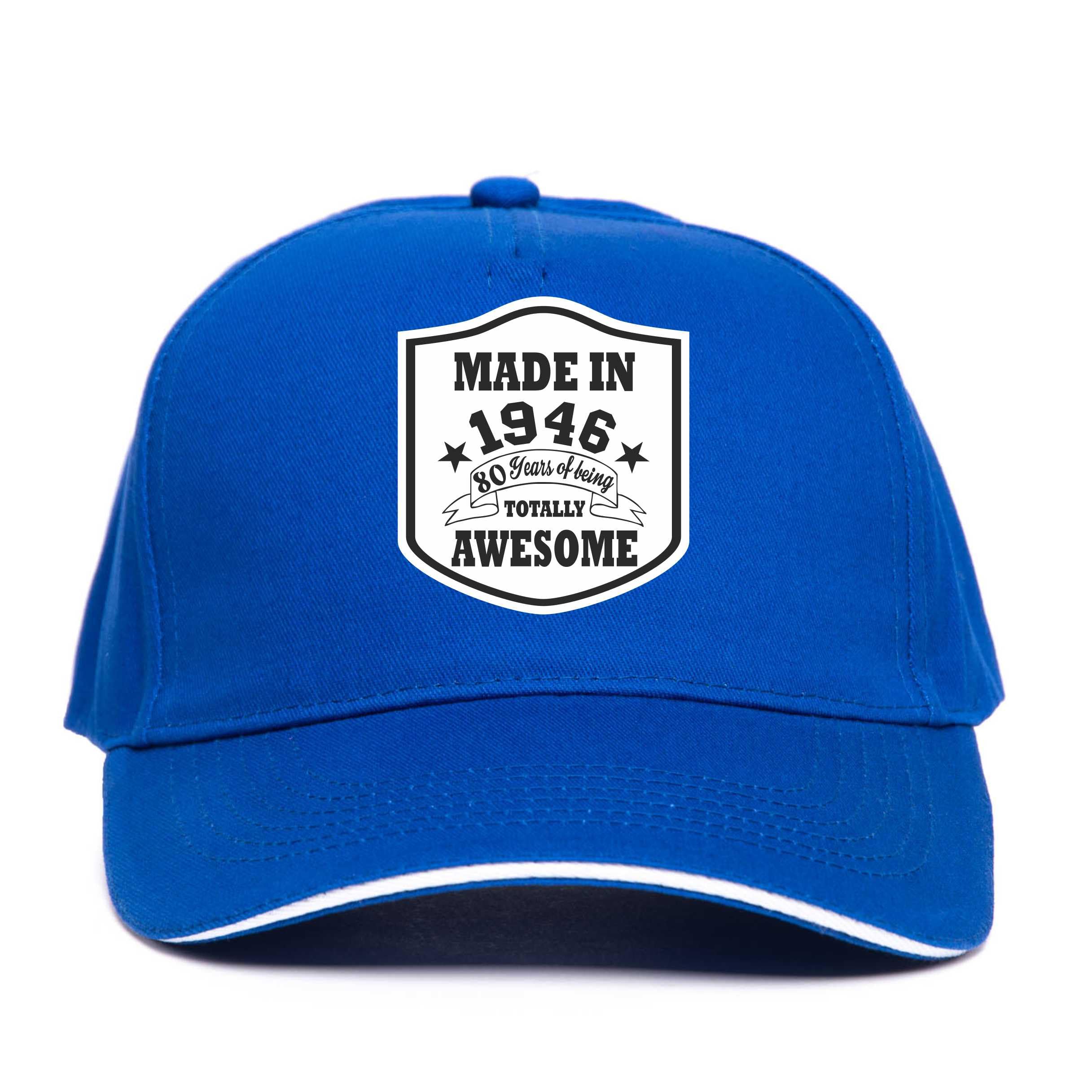 Print4u Unisex Blue Made In 1946 80Th Birthday Baseball Cap 80 Year Old Gift Men & Ladies