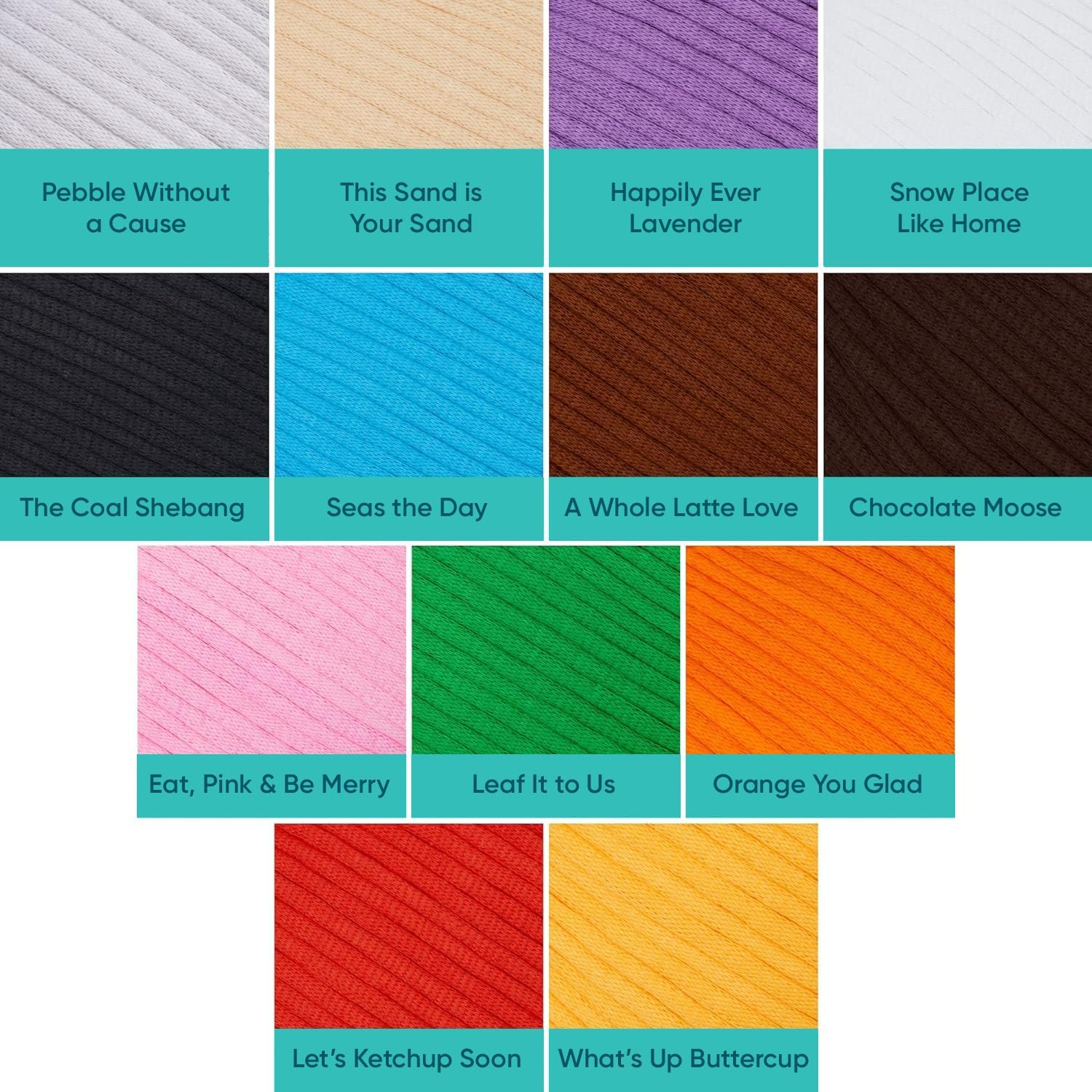 The Woobles Easy Peasy Yarn Bundle - Perfect for Beginners in Crochet & Knitting - Worsted Medium #4 Cotton-Nylon Blend - Includes Leaf It to Us, What's Up Buttercup & Snow Place Like Home Shades