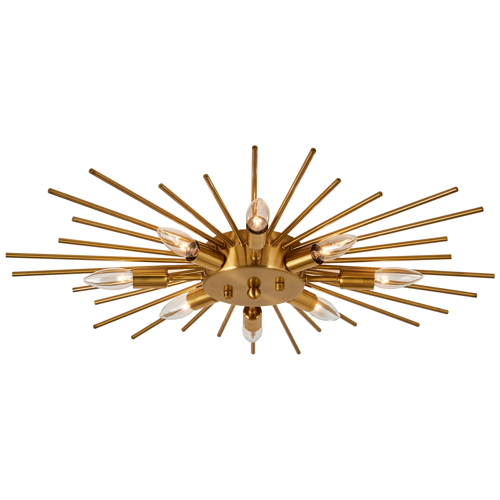 Image of Gold Flush Mount Ceiling Light Fixture Modern 8 Light Ceiling Lighting Metal Chandelier for Kitchen Dining Room Farmhouse Bedroom Hallway Living Room