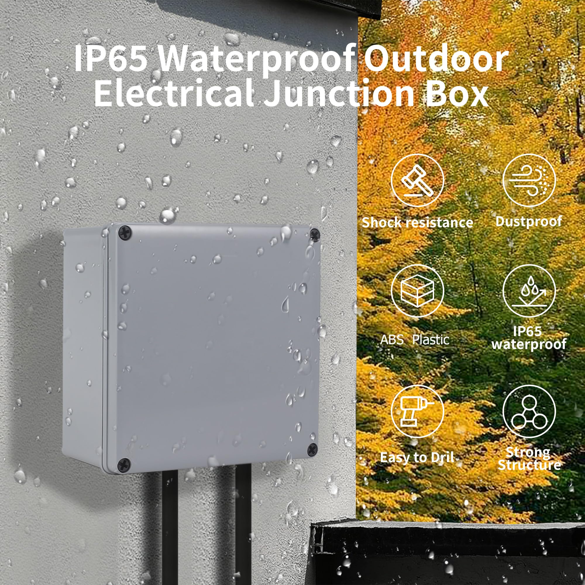 Junction Boxes-8" x 8" x 4" IP65 ABS Plastic Dustproof Waterproof Electrical Box Project Junction Conduit Box for Electrical Outdoor Enclosure — Amazon image 6