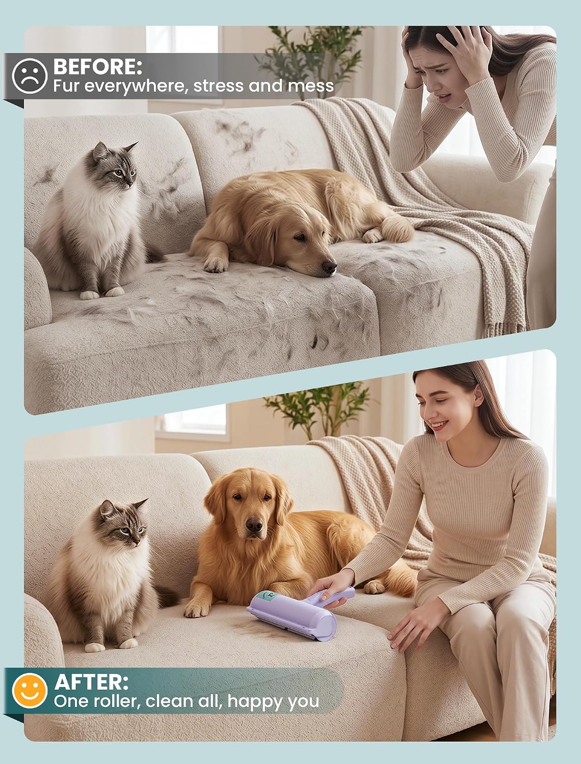 DELOMO Pet Hair Remover Roller, Reusable Lint Roller for Dog and Cat Hair image 3