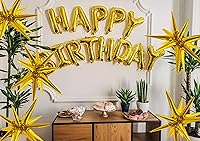 Vista 6 de Globos dorados con forma de estrella, 6 globos de papel de aluminio, globos de papel de aluminio 4D, globos de Mylar 4D para cumpleaños, bodas