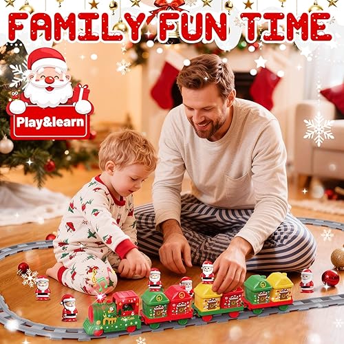 Miniatura 2 de Juego de tren de Navidad para niños pequeños de 2 a 4 años tren de juguete eléctrico con luz y música, juguetes para niños pequeños para niños de 1,