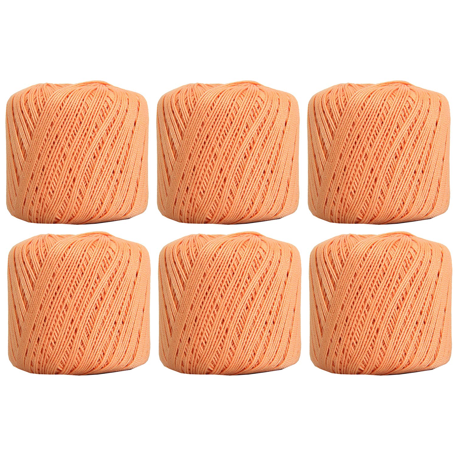 ThreadArt 100% Cotton Crochet Thread Size 3, 6 Ball Pack, Apricot 17