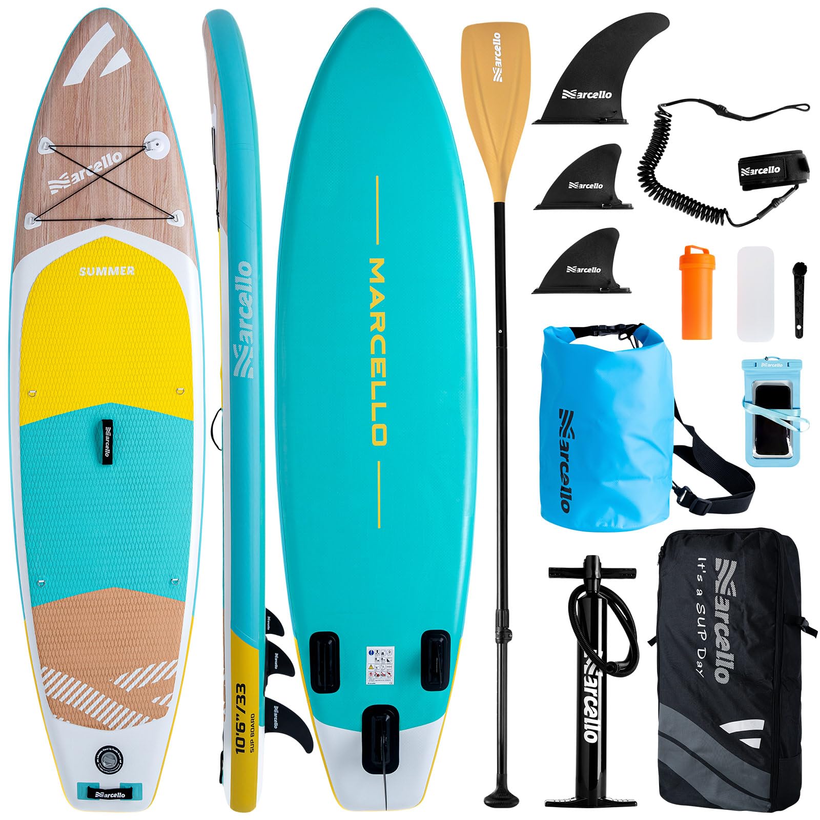 Paddle Board, 10’6 x 33” x 6” Inflatable Stand UP Paddle Board with Waterproof Storage Bag, Backpack, Pump, non slip Mat, Phone Case Ultra-Light Paddle Boards for Adults