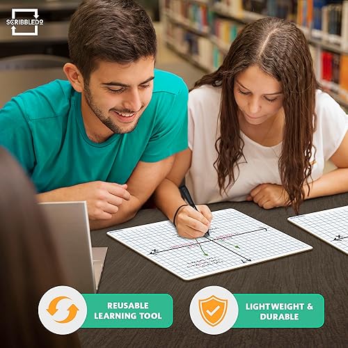 Miniatura 6 de Paquete de 2 tablas de regazo de eje XY de borrado en seco de 9 x 12 pulgadas pizarra blanca de cuadrícula de coordenadas de aprendizaje interactivo