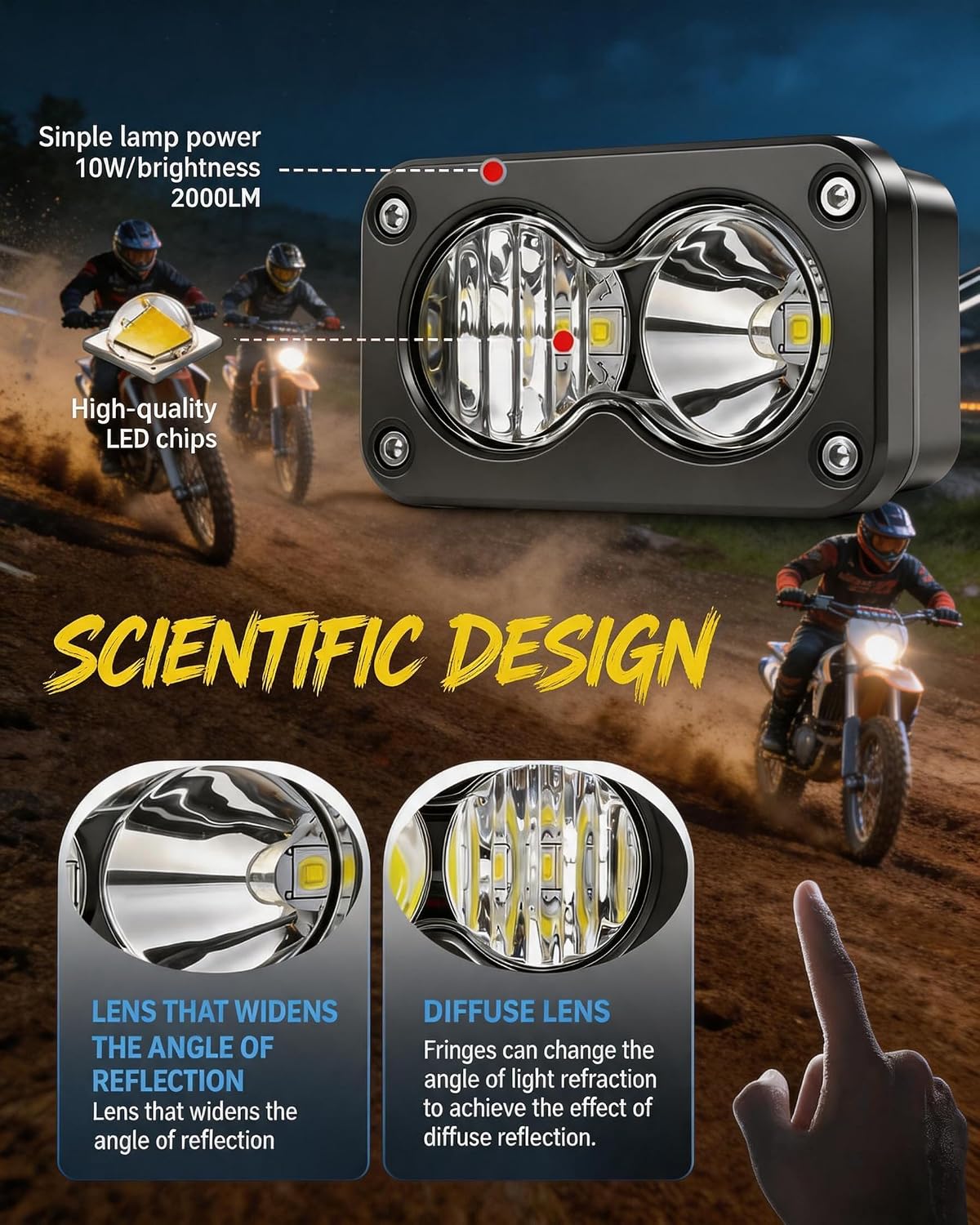 Headlight Kit for Sur-Ron Segway X260 3 Inch 20W CREE LED Driving Pod Light | Combo Beam Headlight Kit for Sur-Ron Segway X260, Clear White 6000-6500K Motorcycle Lights Bars Accessories Bright Front Lamp