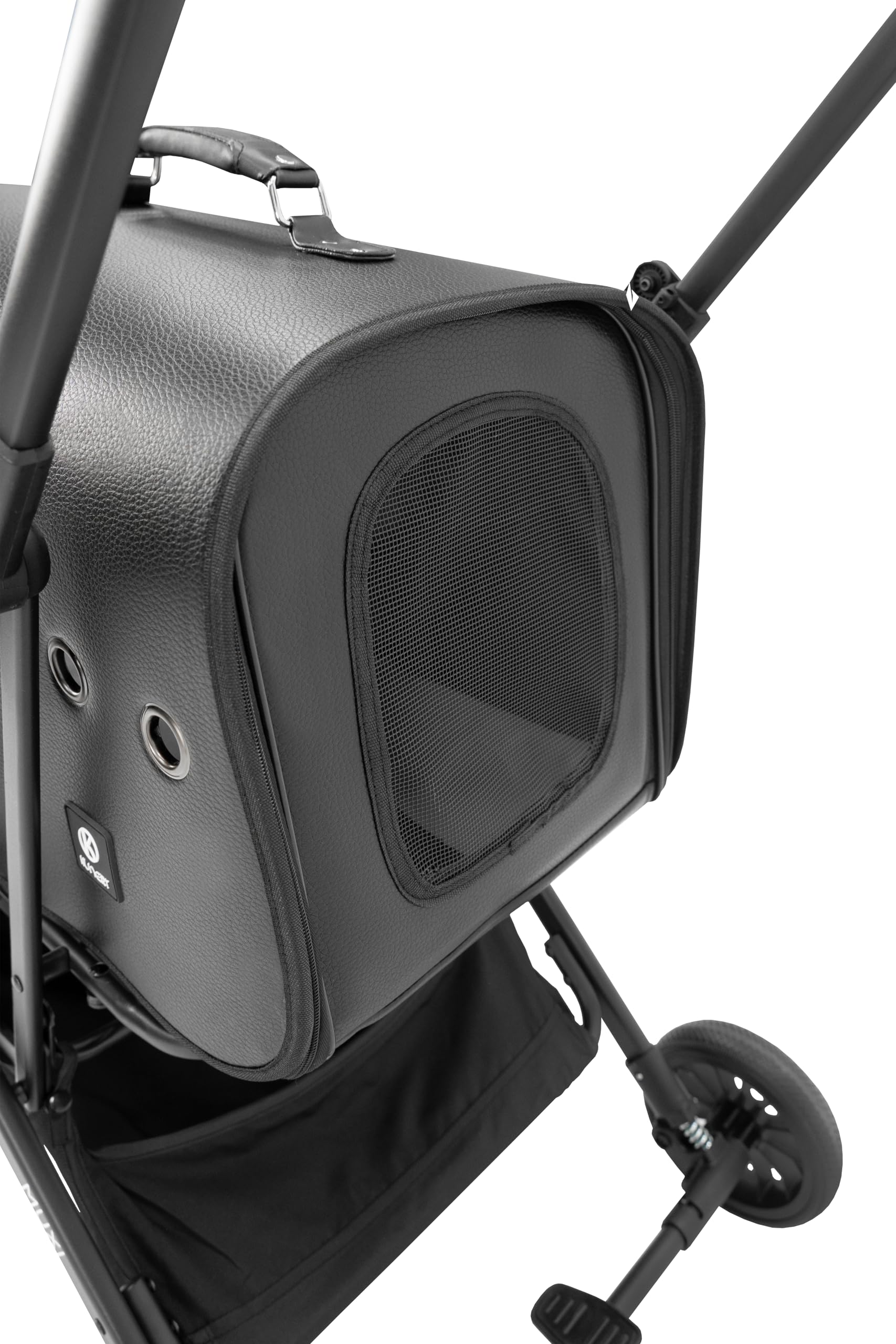 Muxi Carrito para perros y gatos 2 en 1 de lujo plegable con transportín extraíble ruedas delanteras 360° con amortiguación estructura plegable para animales pequeños y medianos (Gris)