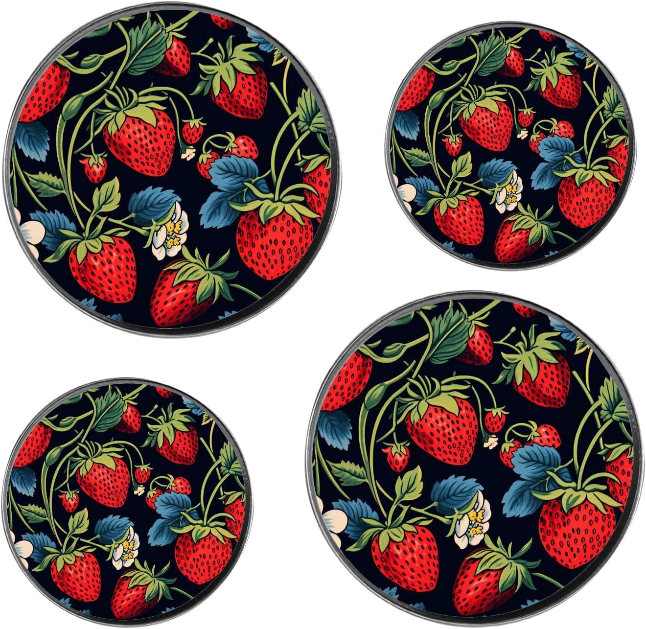 Strawberry Fruits Image Set of 4 Stove Burner Covers - Premium Round Electric Stove Range Protectors,8 IN & 10 IN