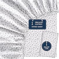 Vista 52 de LANE LINEN Sábanas ajustadas tamaño full, 100% algodón orgánico, juego de 3 piezas (1 sábana ajustada, 2 fundas de almohada), tejido percal, sábanas