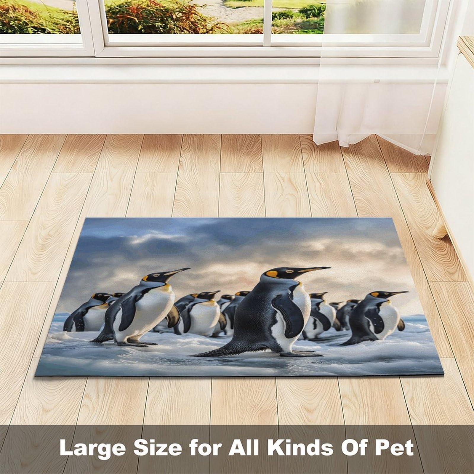 Tapis de nourriture pour chat pingouin marin – Tapis d'alimentation antidérapant pour chien facile à nettoyer pour la nourriture et l'eau, tapis de gamelle pour chien et chat 43,2 x 76,2 cm