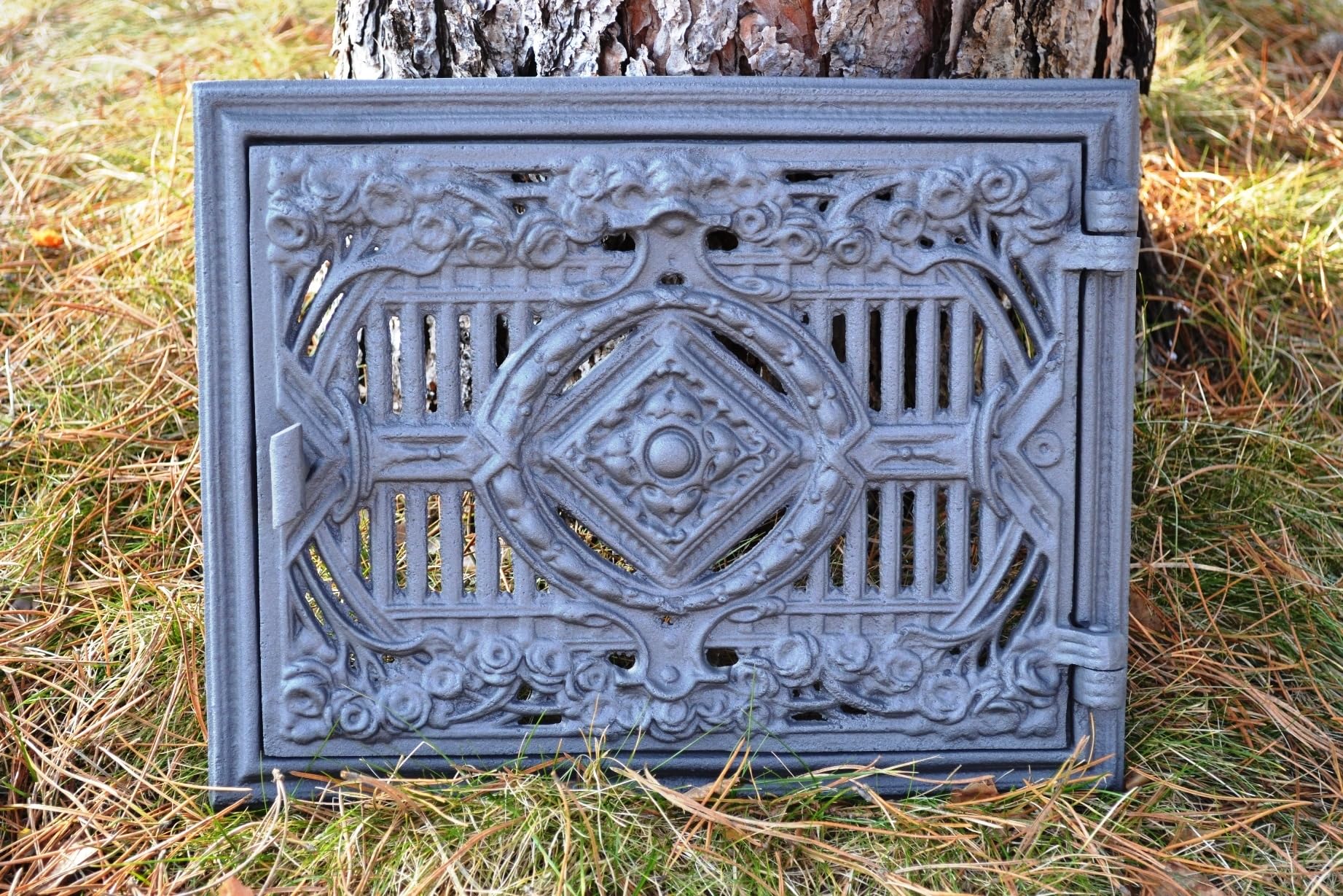 Sezam - Gusseisen Tür lüftungsgrill für kachelofen - 32.5x25.5cm - Hitzebeständige Farbe (Graphit)