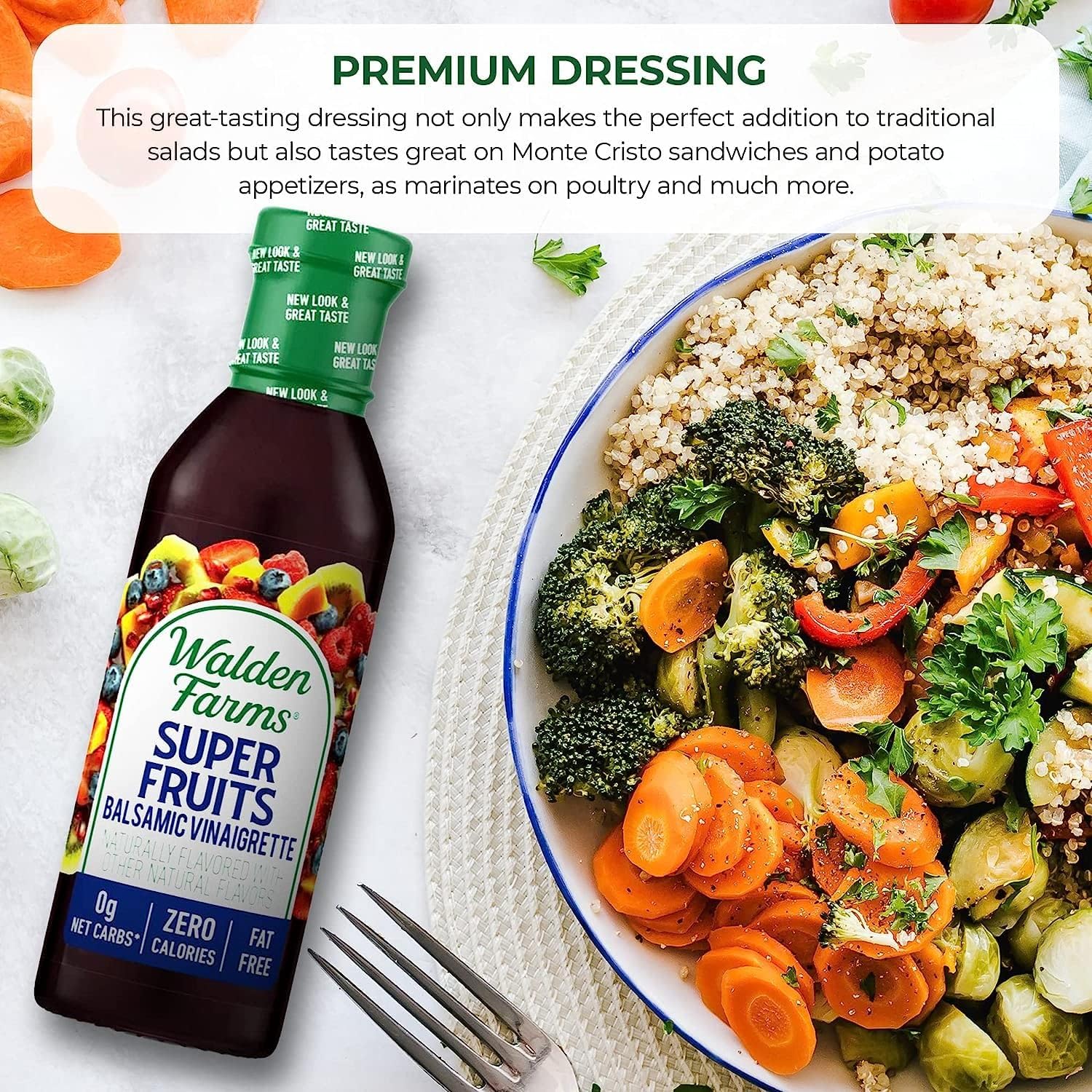 Amazon.com : Walden Farms Super Fruits Balsamic Vinaigrette – Calorie-Free,  Gluten-Free, Low Carb, Keto-Friendly, Vegan, Sugar-Free Salad Dressing with  Bright Berry & Balsamic Flavor – 2-Pack, 12 oz Bottles : Grocery &