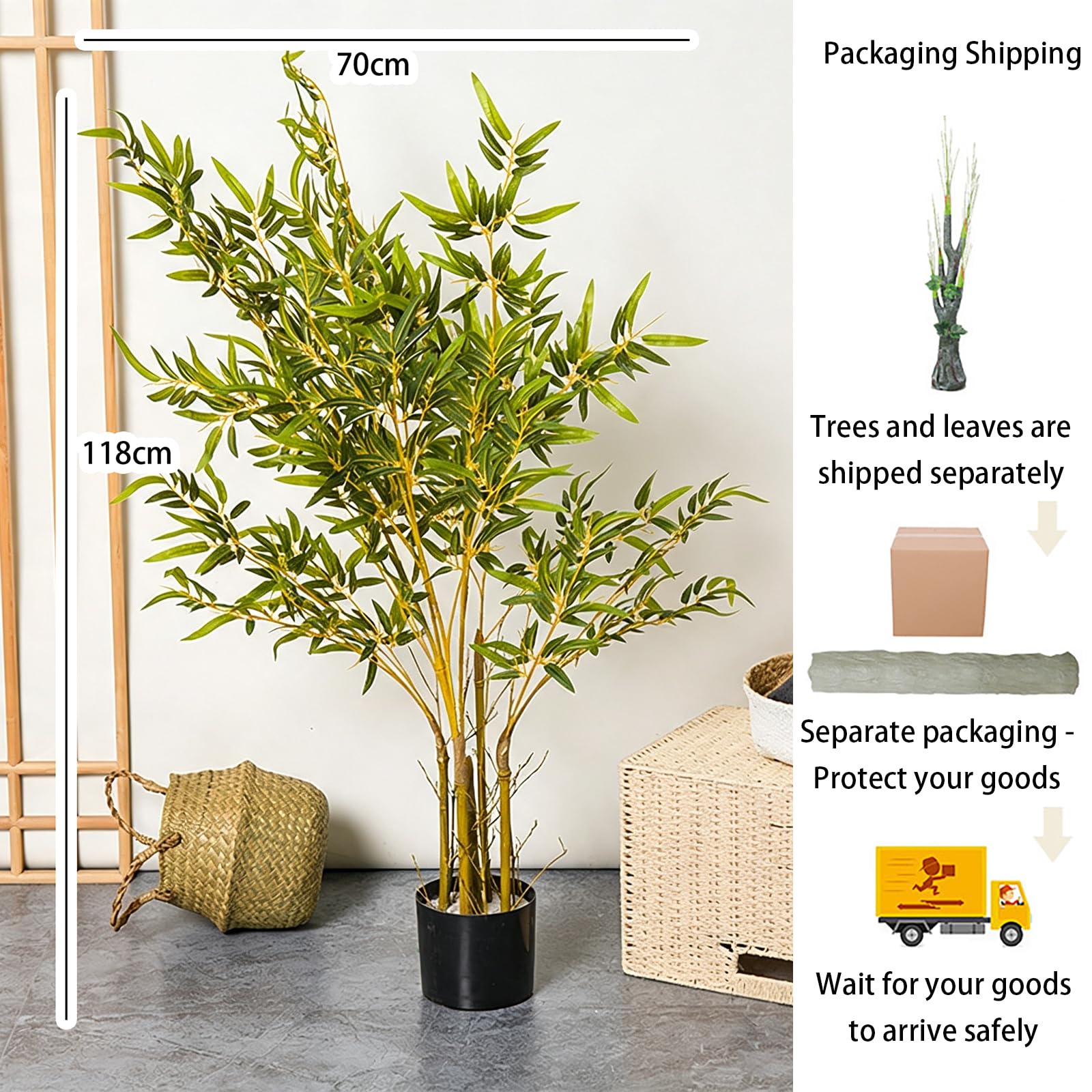 Bambou Artificiel Pot, Plante D'intérieur Aux Feuilles Vertes