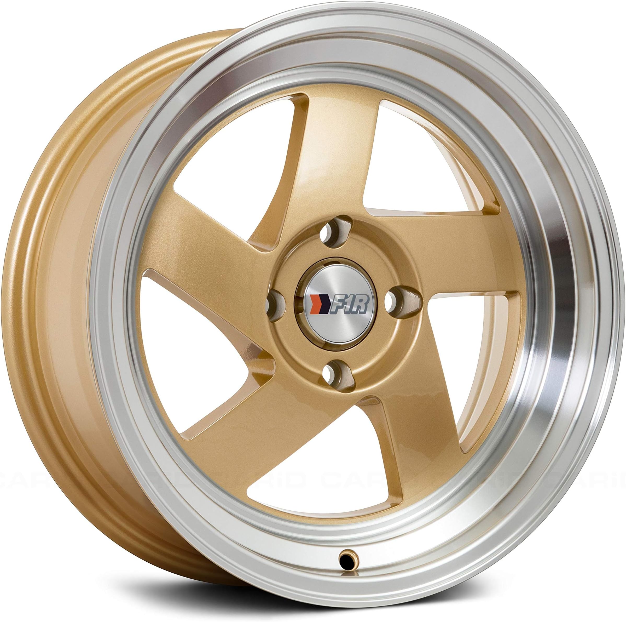 F1R F08 Gold/Polish Lip Wheel with Painted Finish (15 x 8. inches /4 x 114 mm, 25 mm Offset)