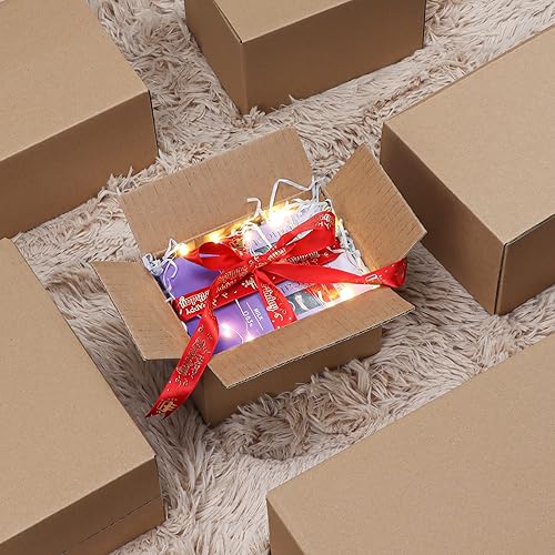 Miniatura 22 de CRUGLA Cajas de envío de 9 x 6 x 4 para pequeñas empresas, caja de embalaje de cartón corrugado, 25 paquetes Marrón,Blanco