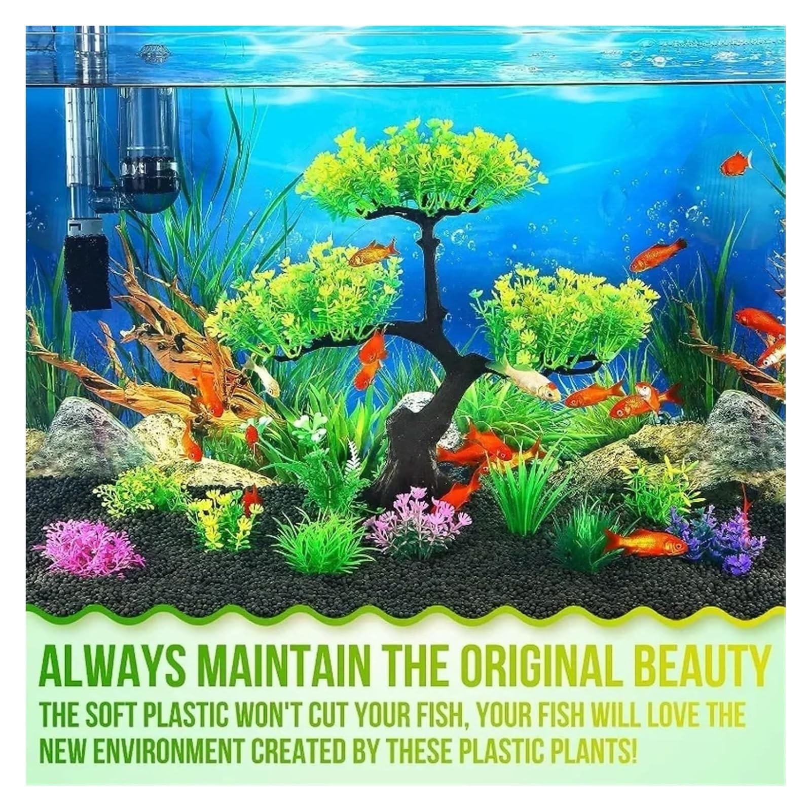 Plantas de Acuario Artificiales, Decoración Artificial de Las Malas Hierbas del Agua Tanque Peces Acuario ABS Multicolor
