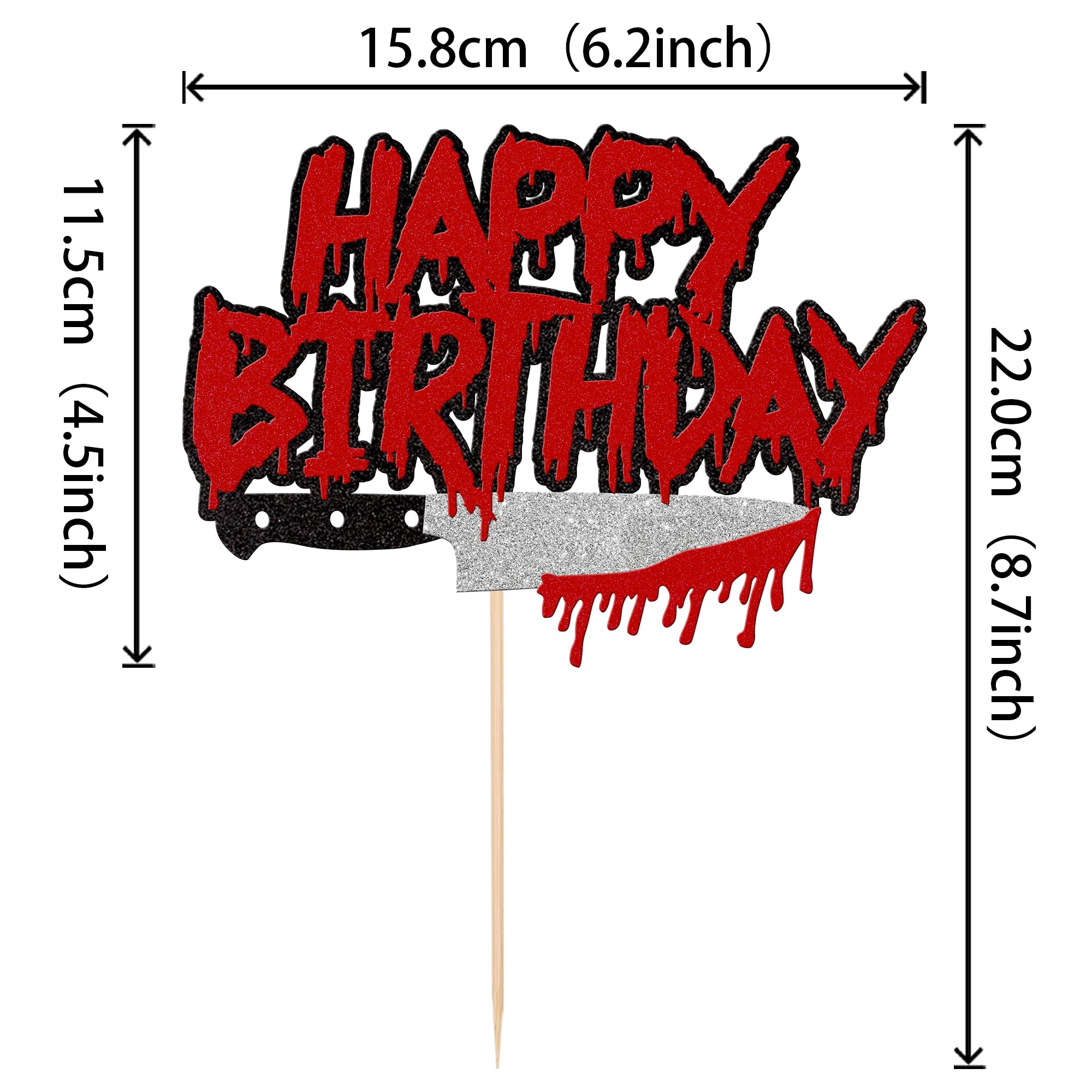 Rsstarxi 1 Pack Glitter Have a Killer Birthday Cake Topper Bloody Halloween Happy Birthday Cake Pick Decoration for Bloody Horror Birthday Theme Halloween Party Cake Decorations