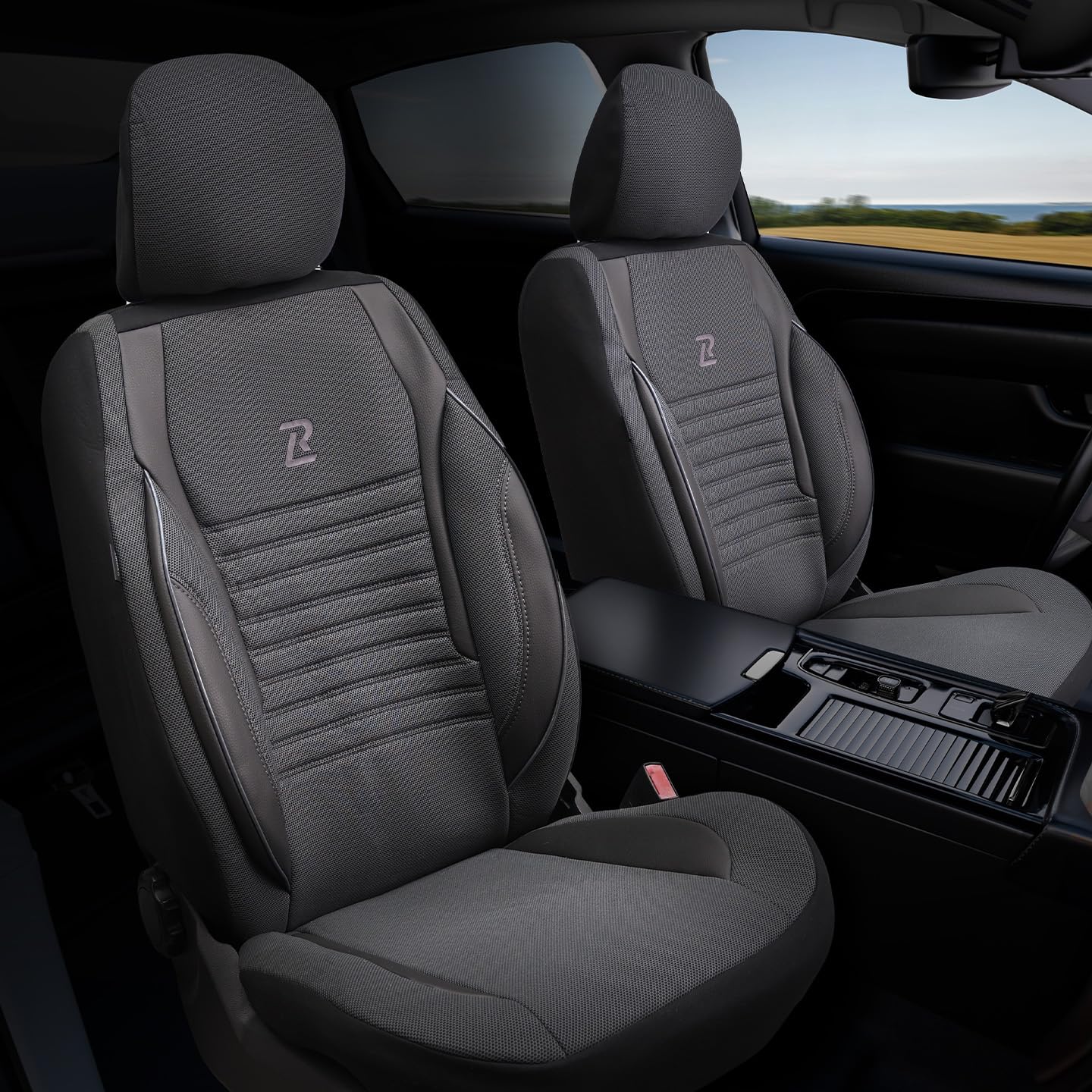 LUCARO Coprisedile Auto per Universal in Ökoleder Ares, Grigio
